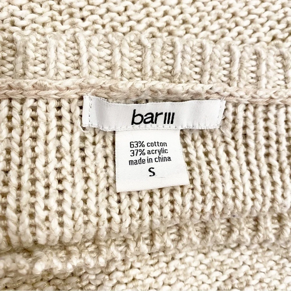 Bar III | Knit Crewneck Sweater Cream Beige Cotton Size Small - Picture 4 of 4